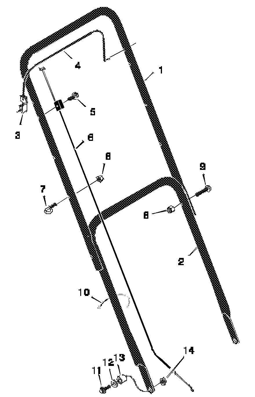 Handle Assembly Diagram and Parts List for 20103X99A 1997 Briggs and Stratton Lawn Mower